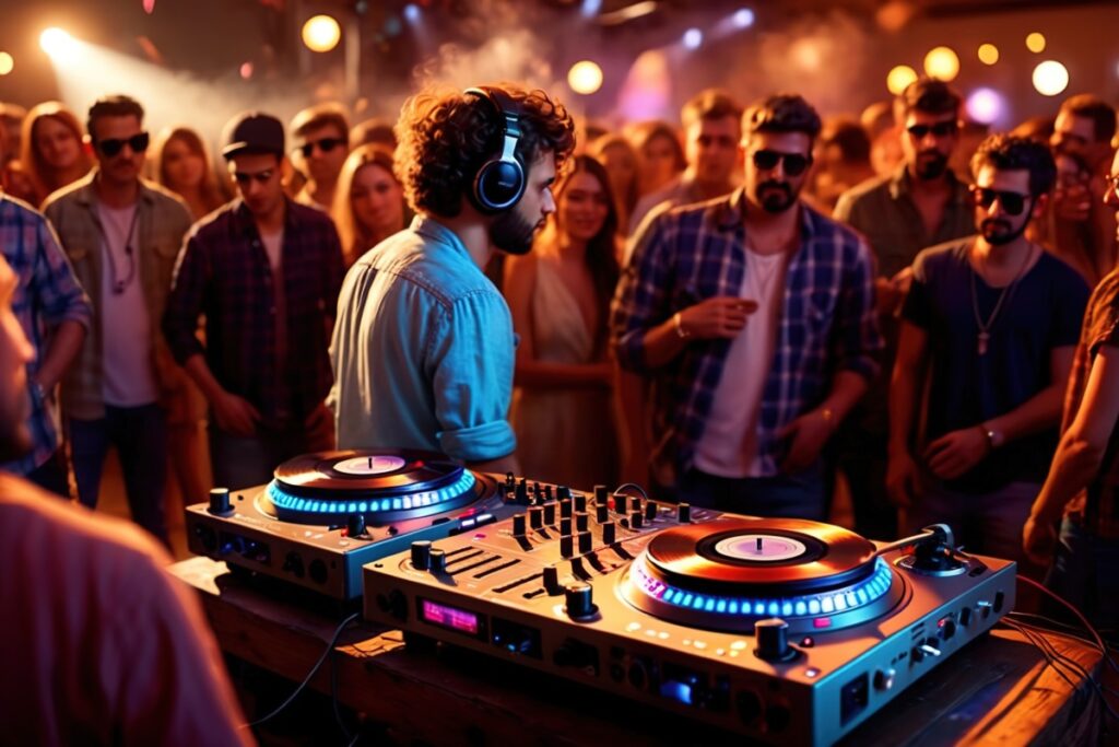 DJ mixing at a party controller rental
